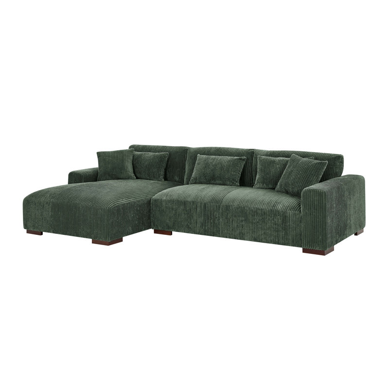 incomplete Asyiah 114.5\" Wide Microfiber Sofa & Chaise Body Fabric: Green Corduroy, Orientation: Left Hand Facing