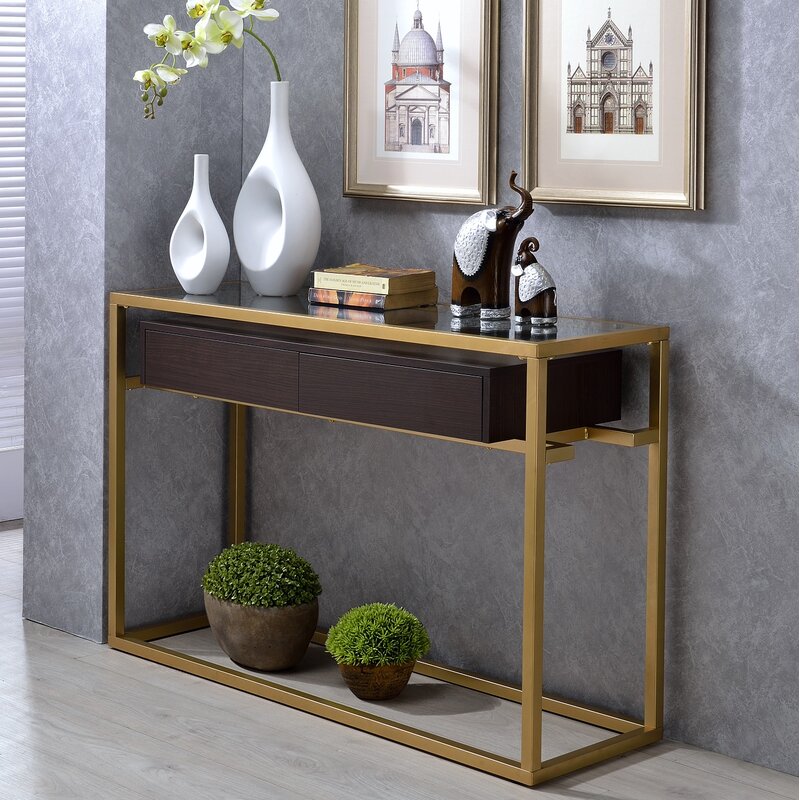 Everly Quinn Danyel Glass Console Table Wayfair