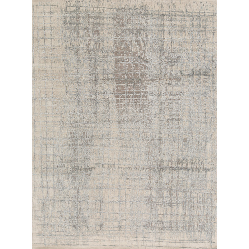 Bokara Rug Co Inc Aurora Abstract Hand Knotted Wool Silver Blue Area Rug Wayfair