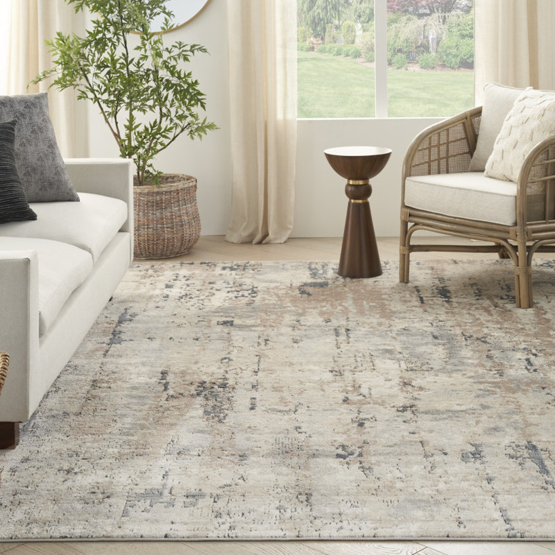 Addie Abstract Modern Machine Woven Area Rug in Beige/Gray Rug Size: Rectangle 12' x 15'