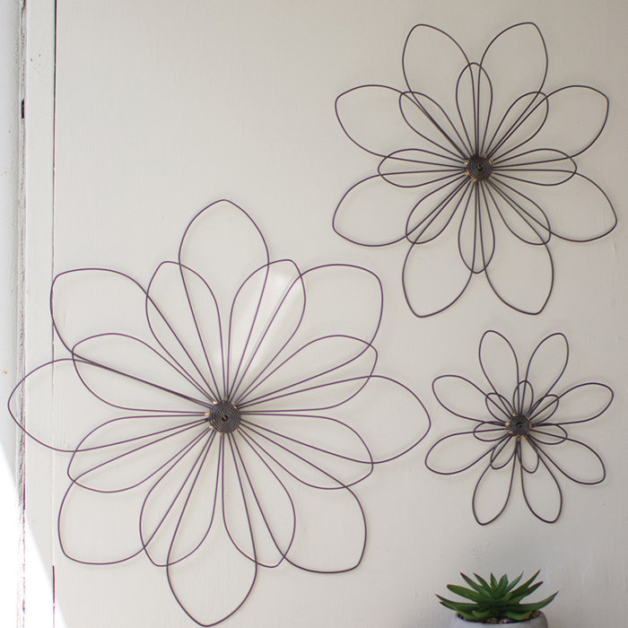 3 Piece Wire Flowers Wall Décor Set 3 Piece Wire Flowers Wall Décor Set