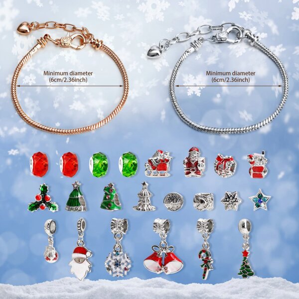 Advent Calendar 2020 Christmas Countdown Calendar 2 Bracelets Jewelry Gift Set Including 22 Charms Beads DIY Bracelets Making Kits Xmas Gifts Box for Girls