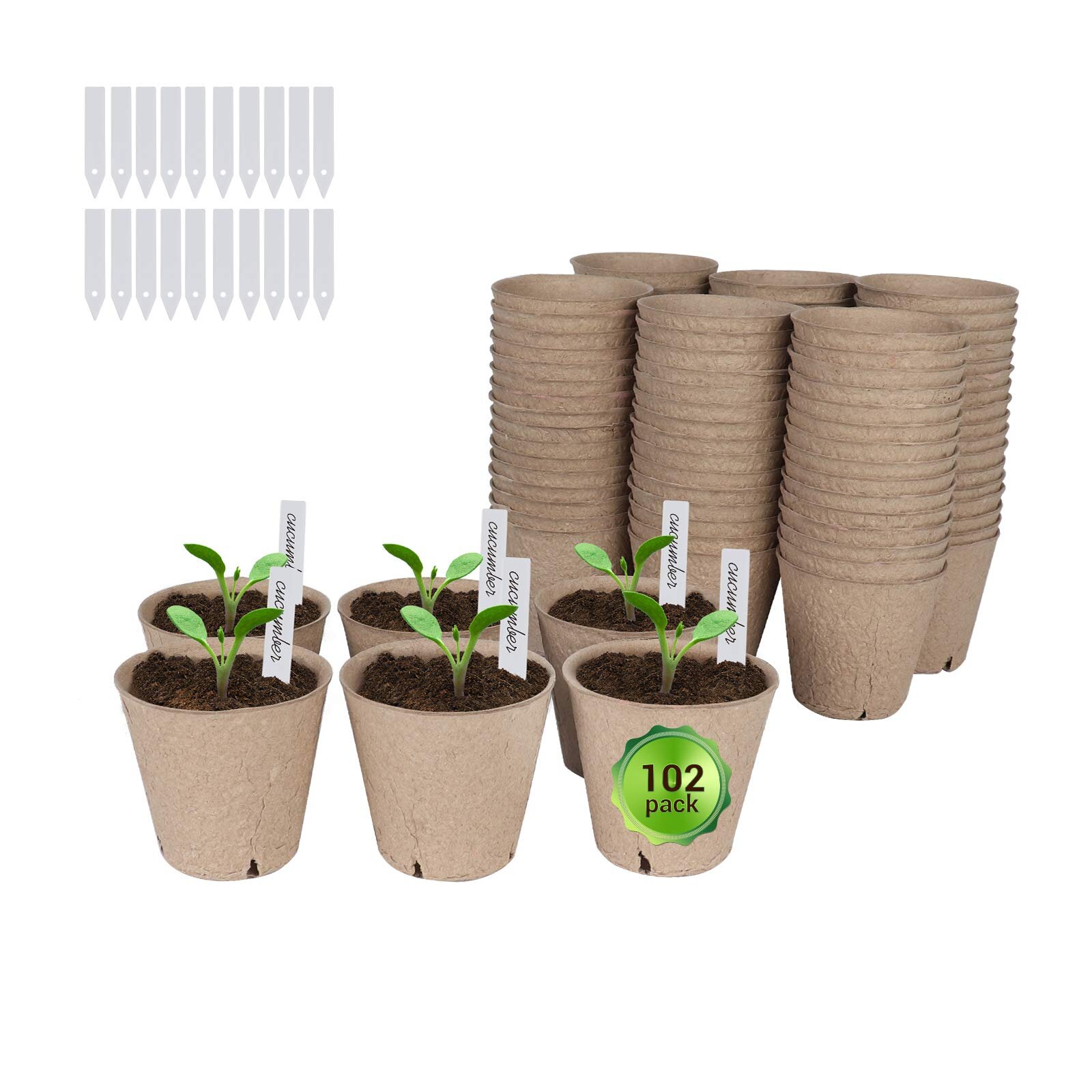 Biodegradable Seed Starter Trays Kit for Seedlings Durable 102 Pack Peat Pots 
