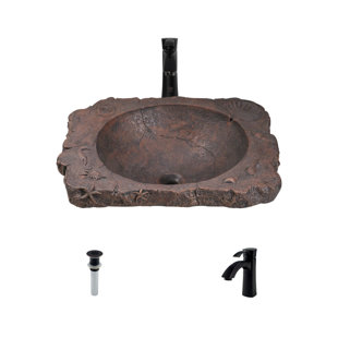 Go to store & view more images MR Direct Seabed Bronze Rectangular Vessel Bathroom Sink With Faucet