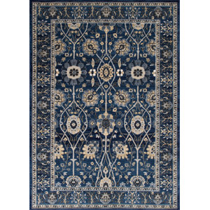 Baylen Bohemian Floral Thunder Blue Area Rug