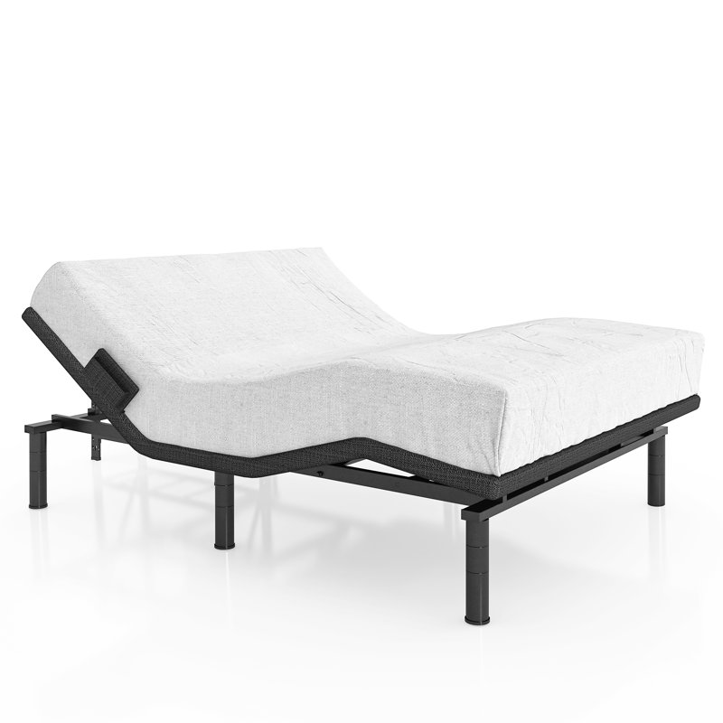 (incomplete missing mattress)Onycha Zero Clearance Adjustable Massaging Bed Frame with Wireless Remote & Light Size: Full