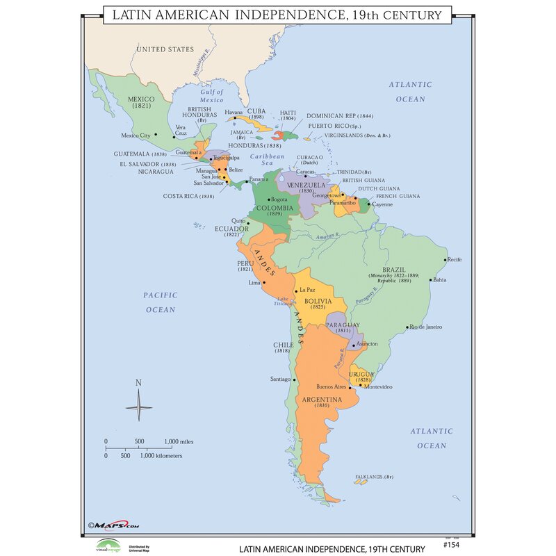 World History Wall Maps - Latin American Independence