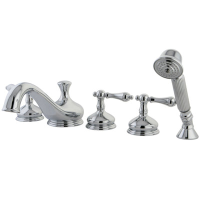Kingston Brass Restoration Three Handle Roman Tub Faucet With Hand