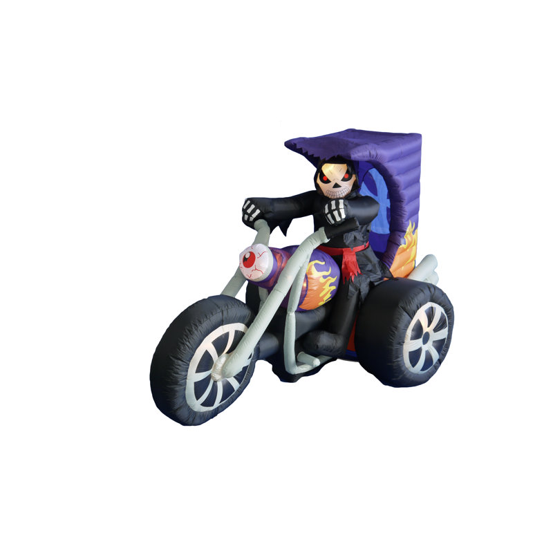 The Holiday Aisle Halloween Inflatable Skeleton On Motorcycle
