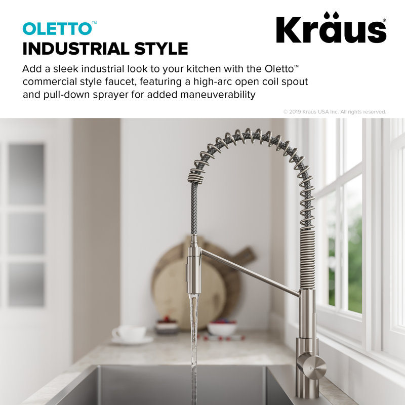 Kraus Oletto Commercial Pull Down Single Handle Kitchen Faucet