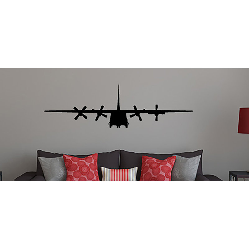Williston Forge Lockheed C 130 Hercules Airplane Silhouette Vinyl Words Wall Decal Wayfair