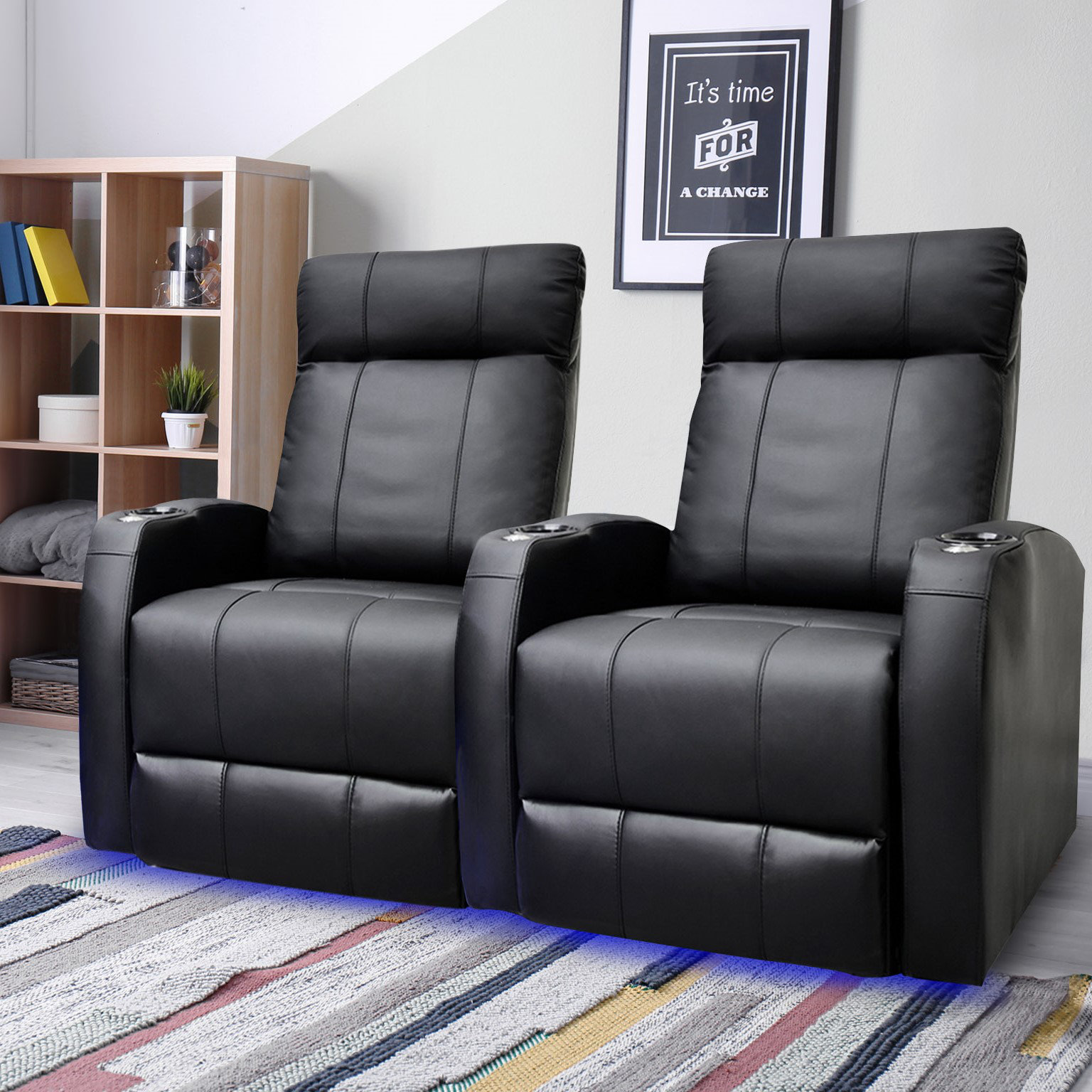 Latitude Run® Syracuse 57.5'' Wide Genuine Leather Home Theater Seating