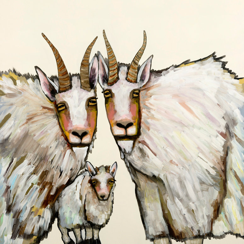 Greenbox Art Mountain Goat Family Portrait Wrapped Canvas