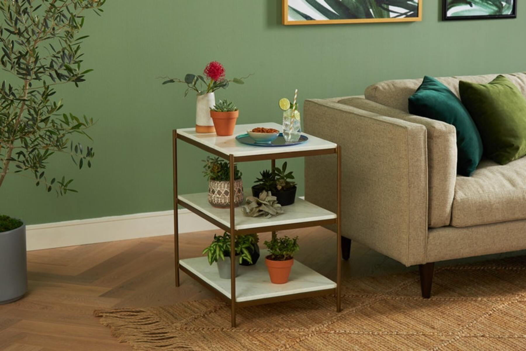Mercer41 Demetreus Rectangular MultiTiered Marble Plant Table Wayfair