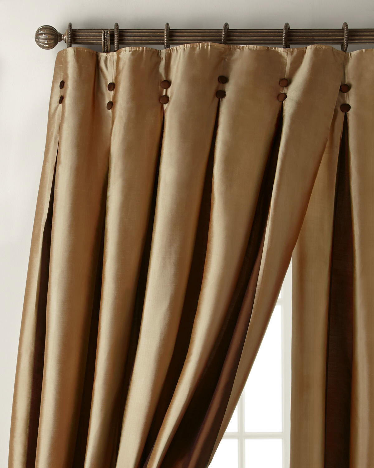 Amity Home Bernice Chocolate Ivory Silk Inverted Pleat 108 Inch Curtain Drapery Panel Wayfair