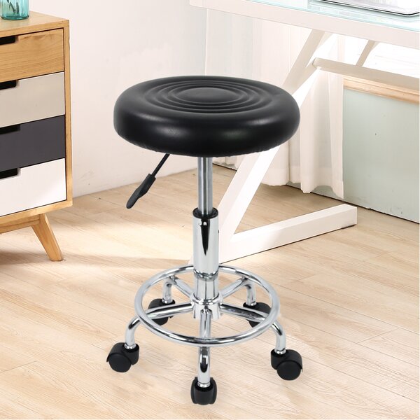 MAMaiuh Rolling Swivel Salon Stools Adjustable Leather Chair Drafting Workbench Task Stool for Office Shop Spa Kitchen Medical Pedicure 