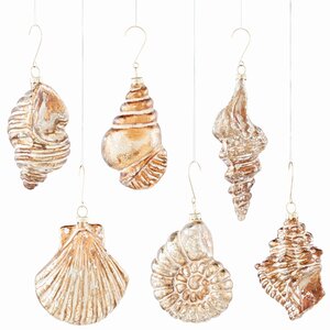 6 Piece Glass Seashell Shaped Ornament Set