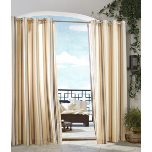 Ponce de Leon Striped Room Darkening Grommet Single Curtain Panel