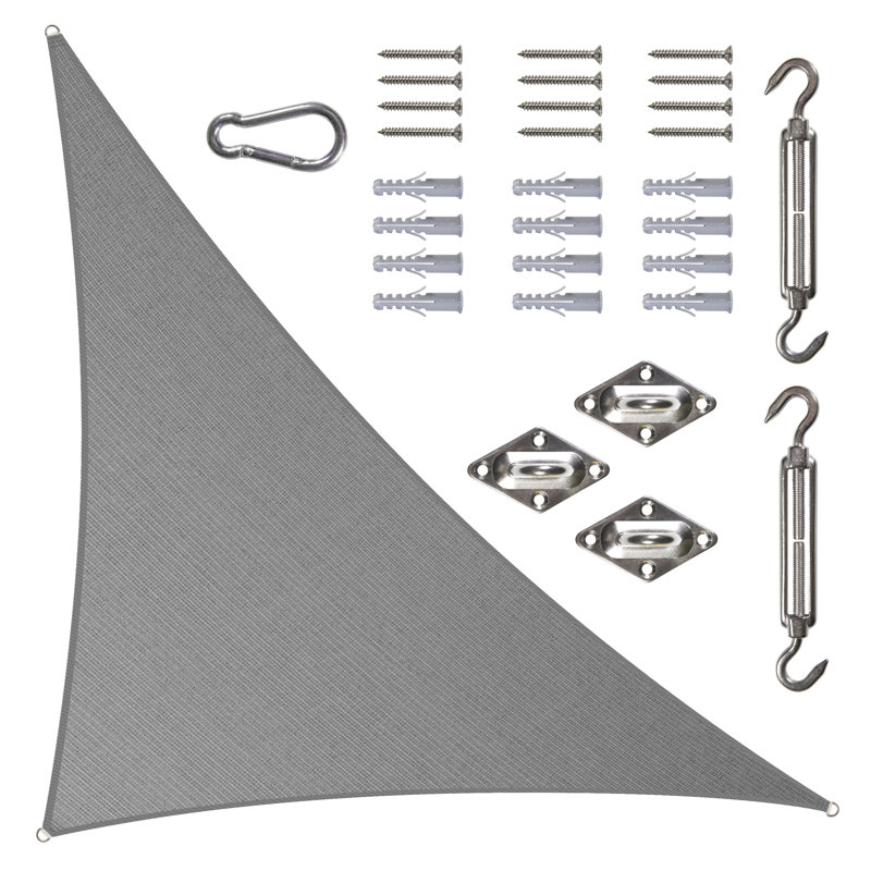 Colourtree Triangle Sun Shade Sail with Installation Hardware Kit Size: 16 ft. x 16 ft. x 22.6 ft., Shade Color: Turquoise