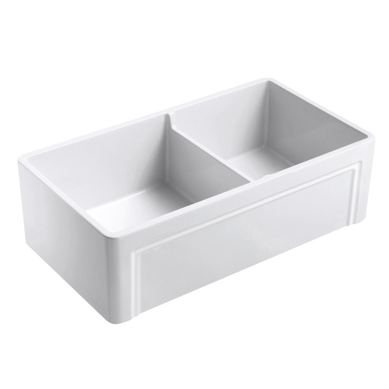 Retta 33 L X 18 W Double Basin Farmhouse Kitchen Sink With Grid And Strainer Reviews Birch Lane