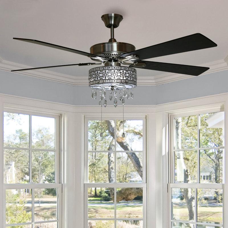 House Of Hampton 52 Noyes 5 Blade Crystal Ceiling Fan With 52 Noyes 5 Blade Crystal Ceiling Fan