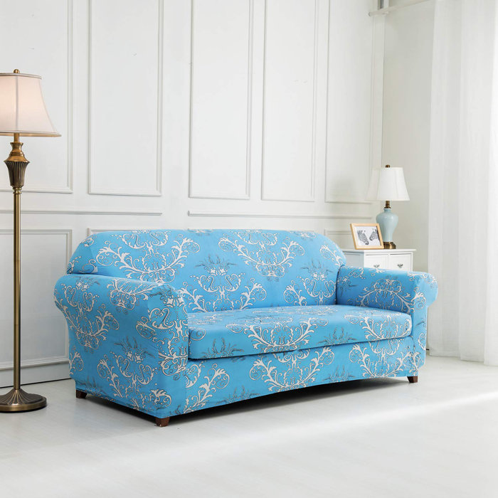 House Of Hampton Printed Floral Box Cushion Loveseat Slipcover