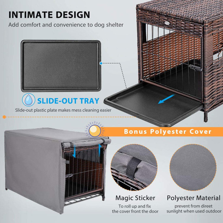 dog crate with slide out tray
