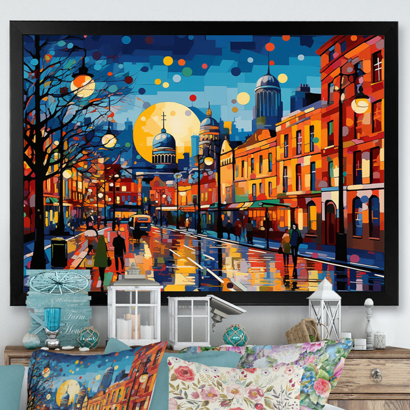 City Dublin Popart III On Canvas Print Format: Black Single Picture Framed, Size: 12" H x 20" W x 1" D