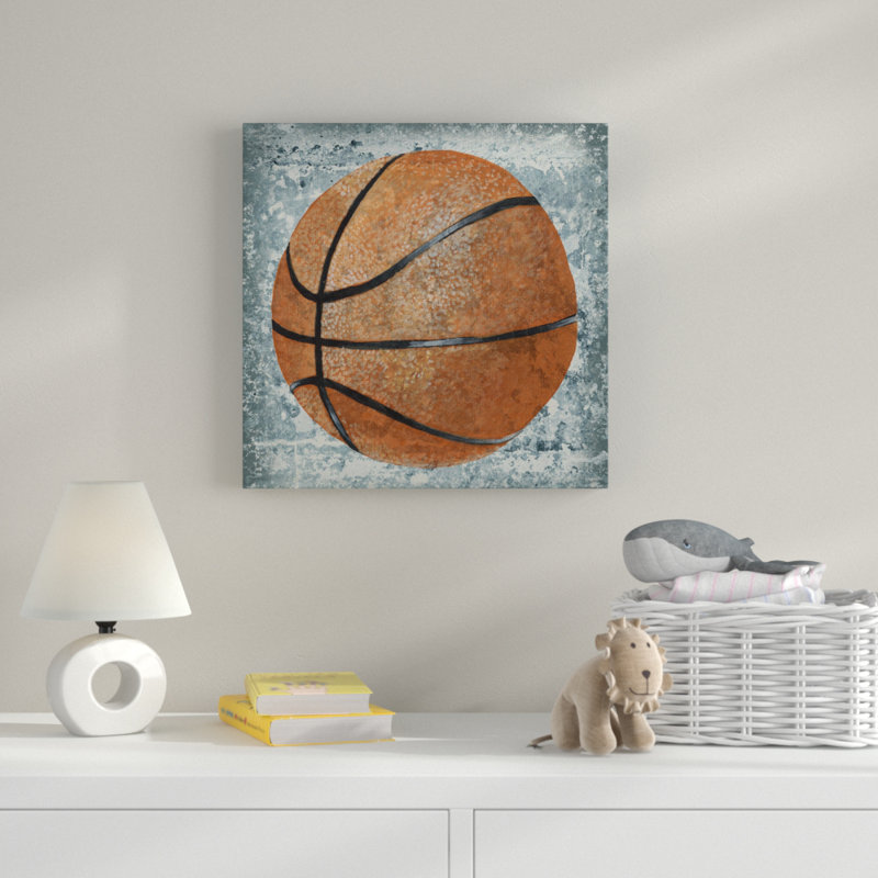 Zoomie Kids Grunge Sports Equipment Basketball Graphic Art Print