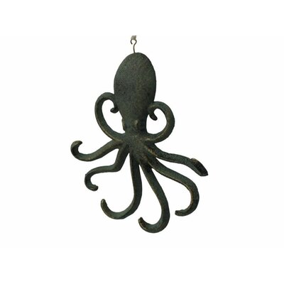 Beachcrest Home Belapais 7 Cast Iron Wall Mounted Octopus Hook  Color: Rustic Verdigris Bronze