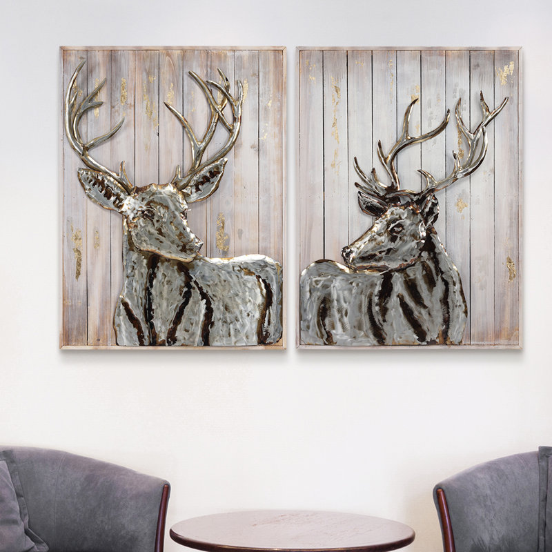 Union Rustic Deer Handed Painted Iron Wall Decor Reviews Wayfair