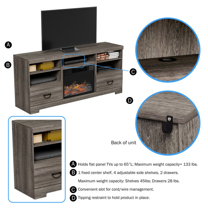 Union Rustic Hayman Tv Stand For Tvs Up To 70 Inches With Electric