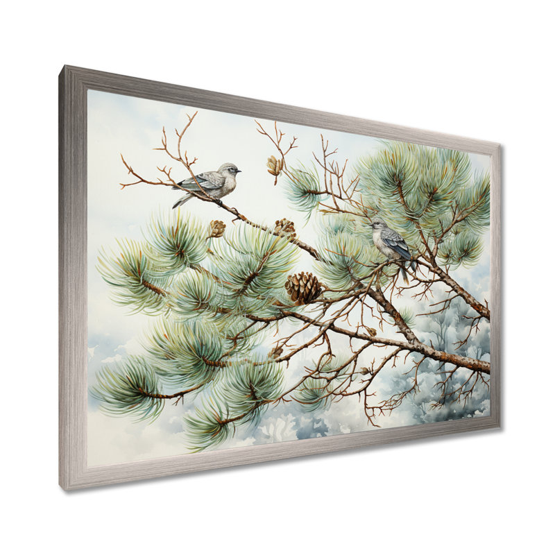 Bird On Pine Tree I - Tree Pine Wall Art