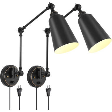 UL Plug in Wall Sconces JACKYLED Swing Arm Reading  Wall Lamp Dimmable Switch 