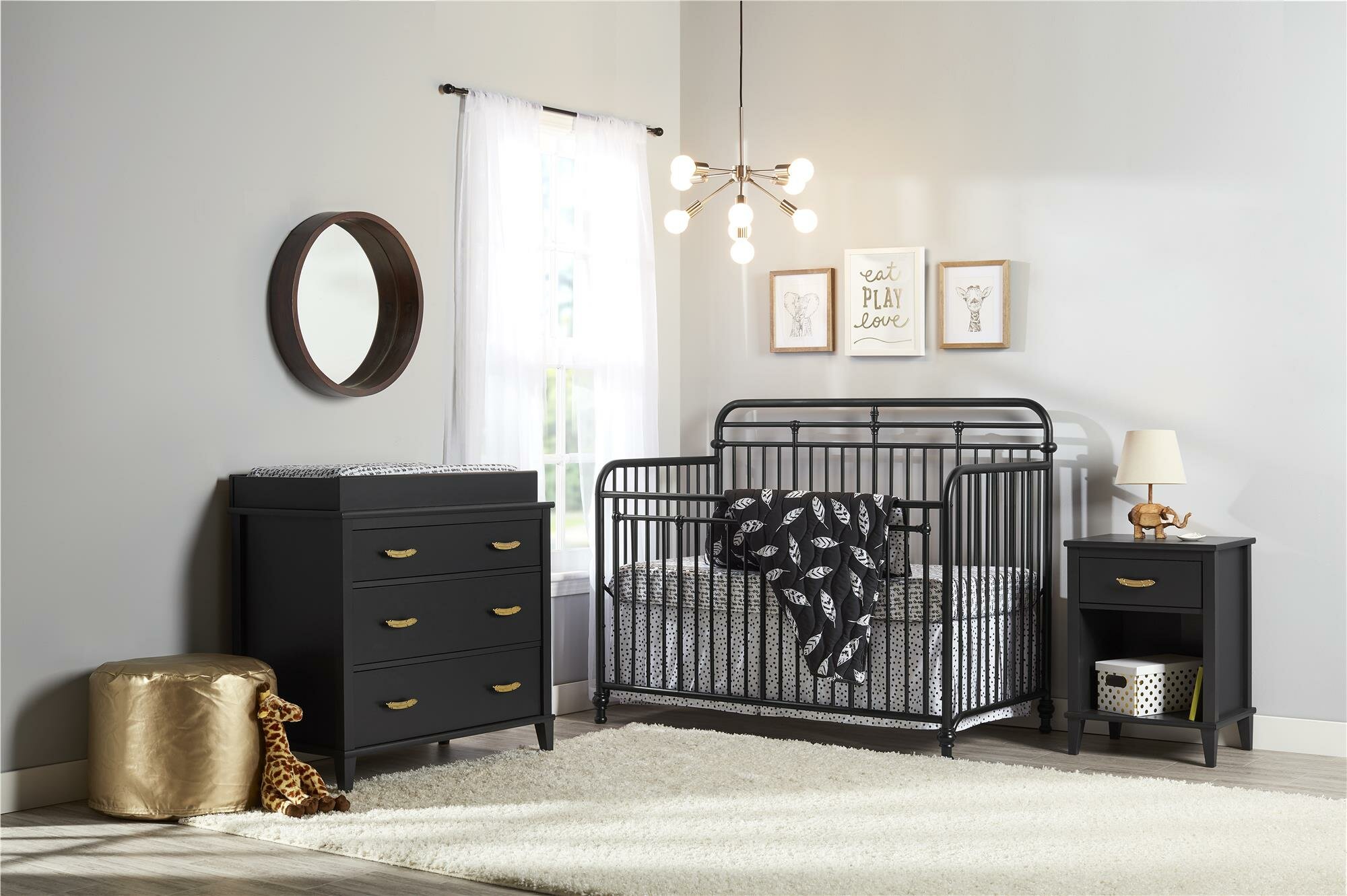 black metal convertible crib