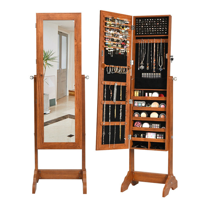 Ebern Designs Lockable Jewellery Cabinet Armoire Standing