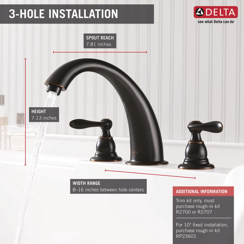 Bt2796 Ss Ob Delta Windemere Double Handle Deck Mounted Roman Tub Faucet Trim Reviews Wayfair