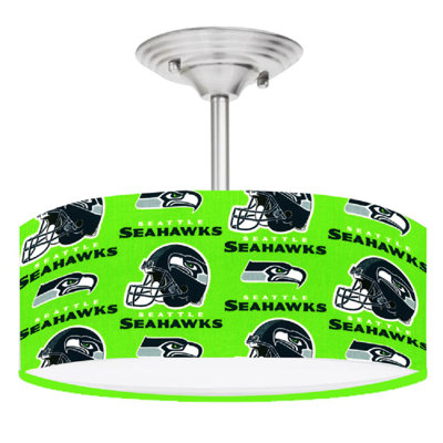 2  Light Unique  Statement Drum Pendant Ceiling Fan Designers NFL Team Seattle Seahawks
