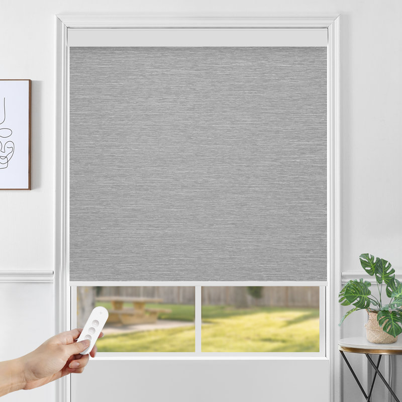 Masami Motorized Blackout Cordless Roller Shade Blind Size: 34"W x 72"L, Color: Gray