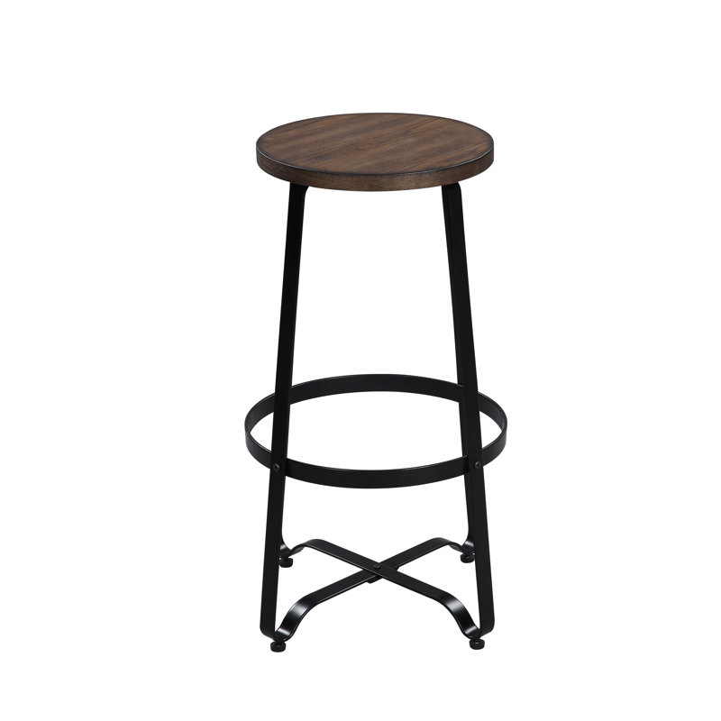 Foundry Select 3pc Round Wooden Top Metal Base Dining Table Set In Walnut And Black Finish Wayfair