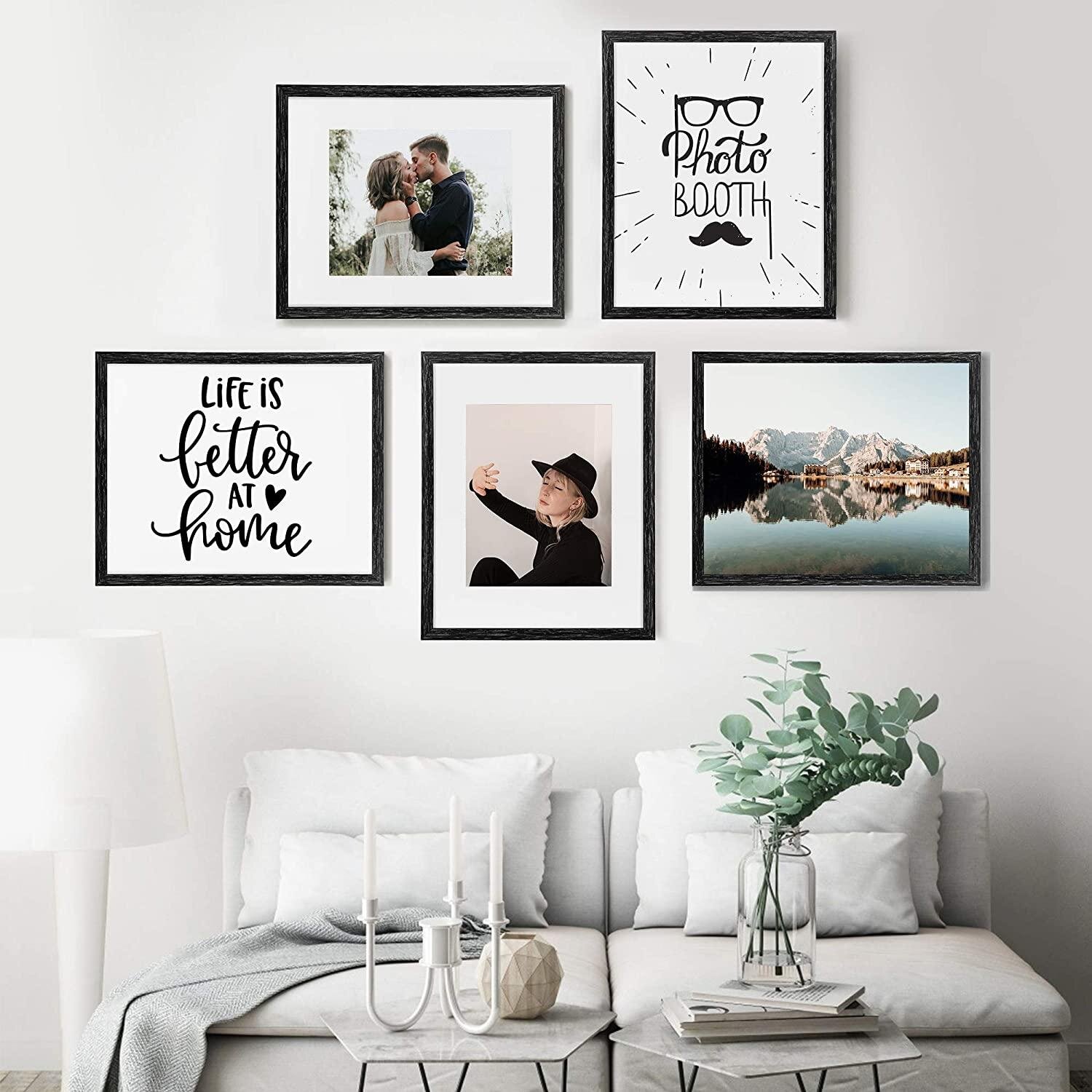 Everly Quinn 12x16 Picture Frame Set Of 5 Display Pictures 8 5x11 With Mat Or 12x16 Without Mat Wall Gallery Photo Frames Wayfair