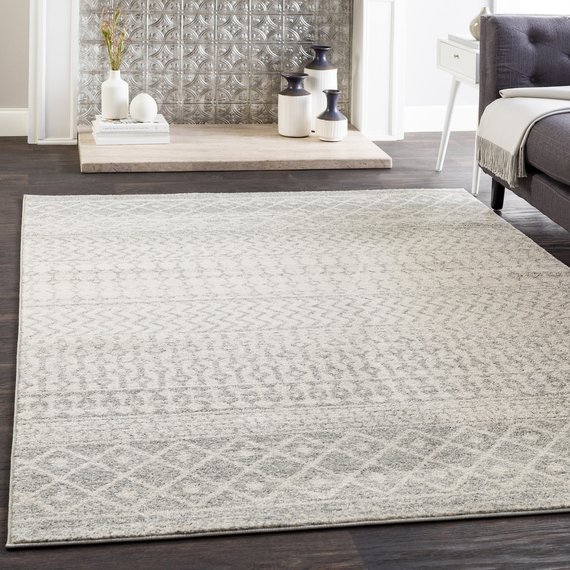 Kreutzer Distressed Gray Area Rug