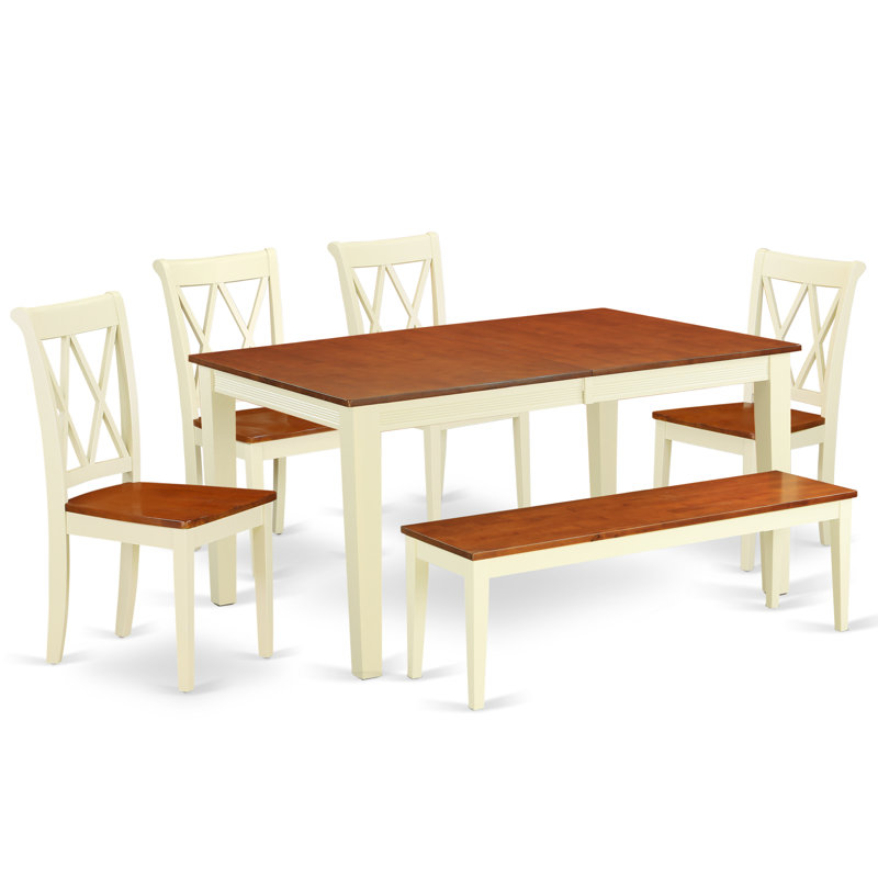 August Grove Laforce 6 Piece Extendable Solid Wood Breakfast Nook