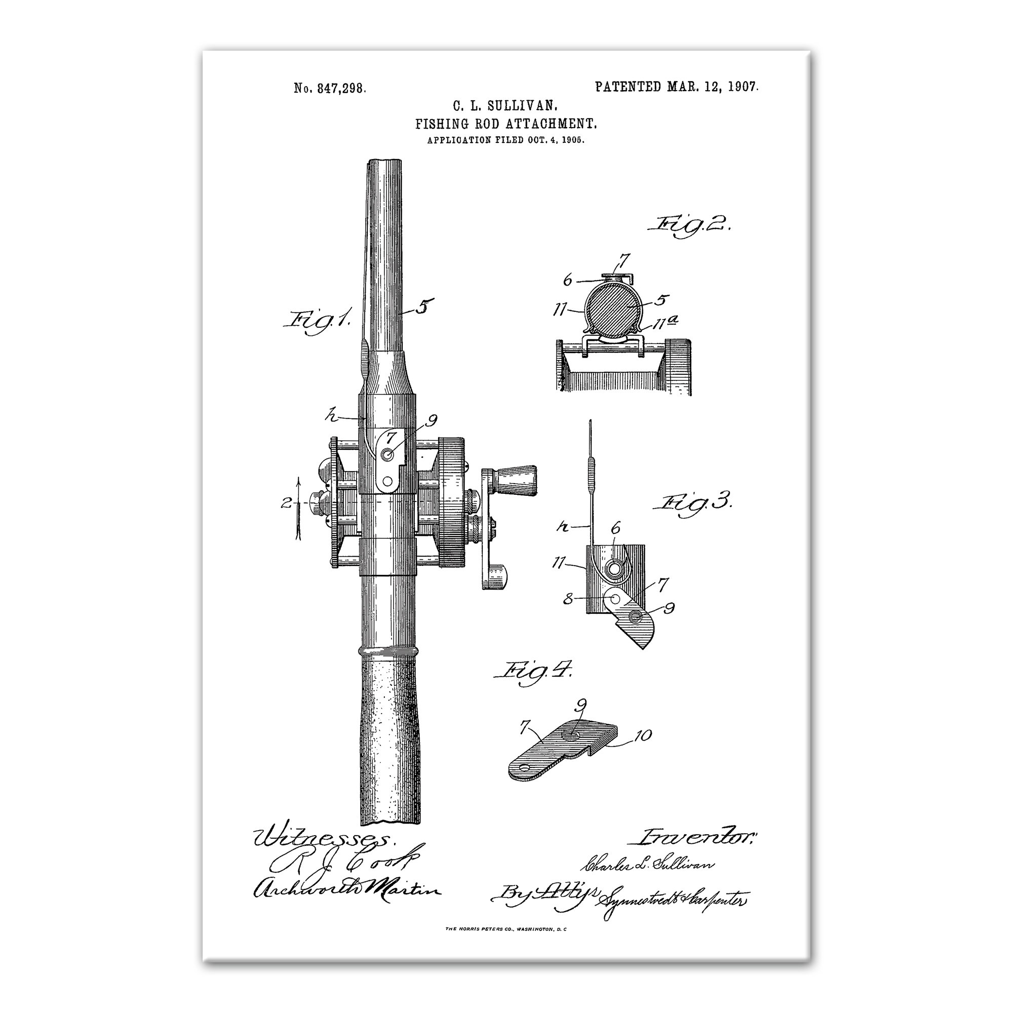 Williston Forge Vintage Fishing Rod Patent Graphic Art Print On