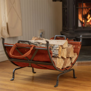 Hickory Log Server with Leather Strapping