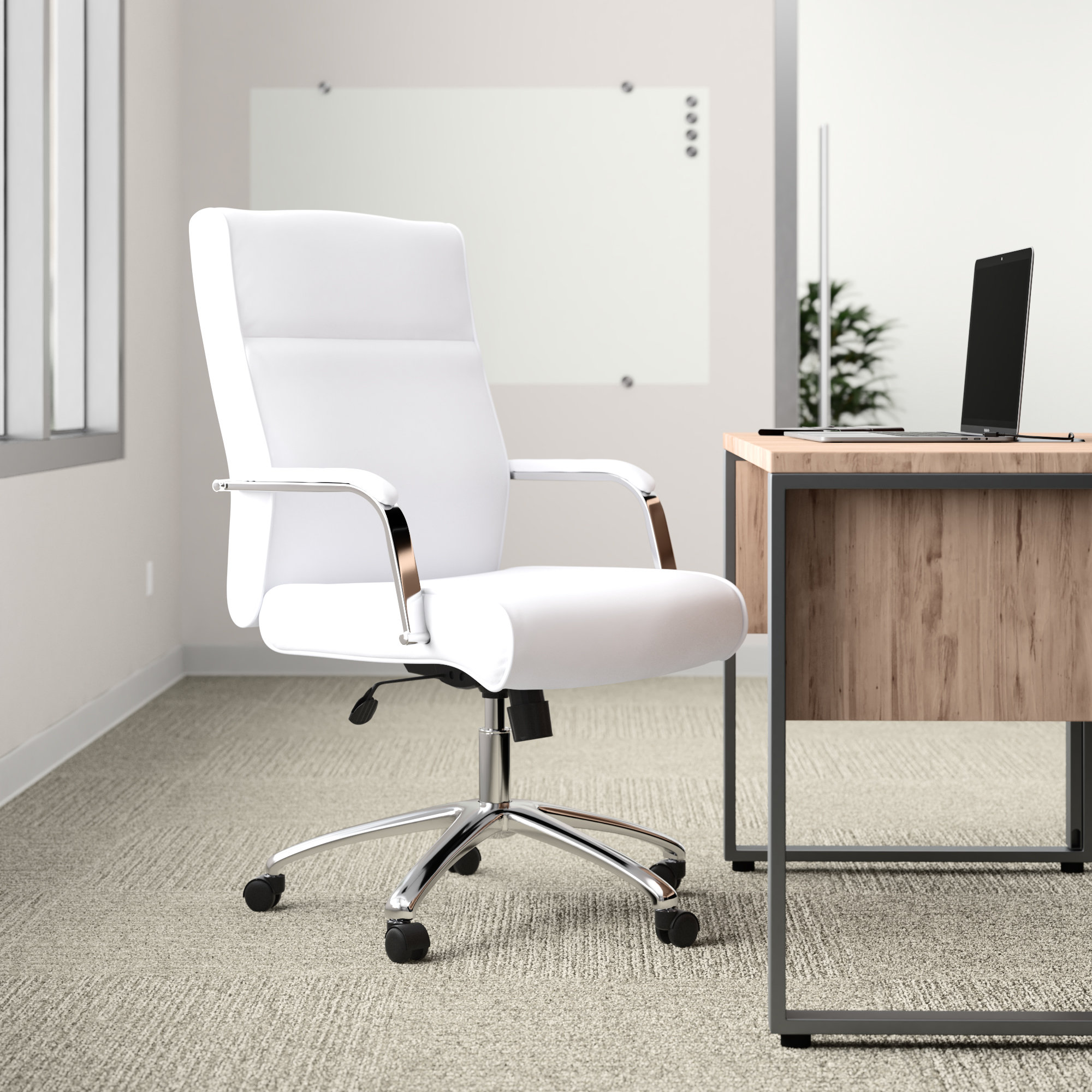 white office chair with wheels