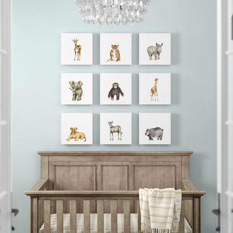 Three Posts Baby Kids Wilmar Watercolor Zoo Animal Illustration