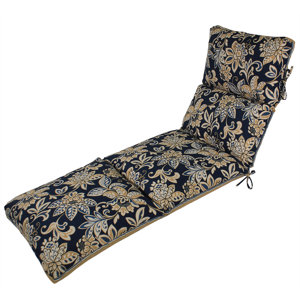 Channeled Reversible Outdoor Chaise Lounge Cushion (Set of 2)