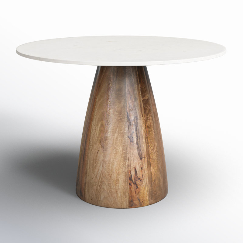 Mellonia Genuine Marble Pedestal Dining Table Table Top Color: White, Size: 42" W x 42" L