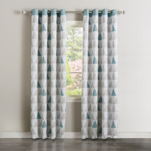 Mixed Triangle Print Room Darkening Thermal Curtain Panels (Set of 2)